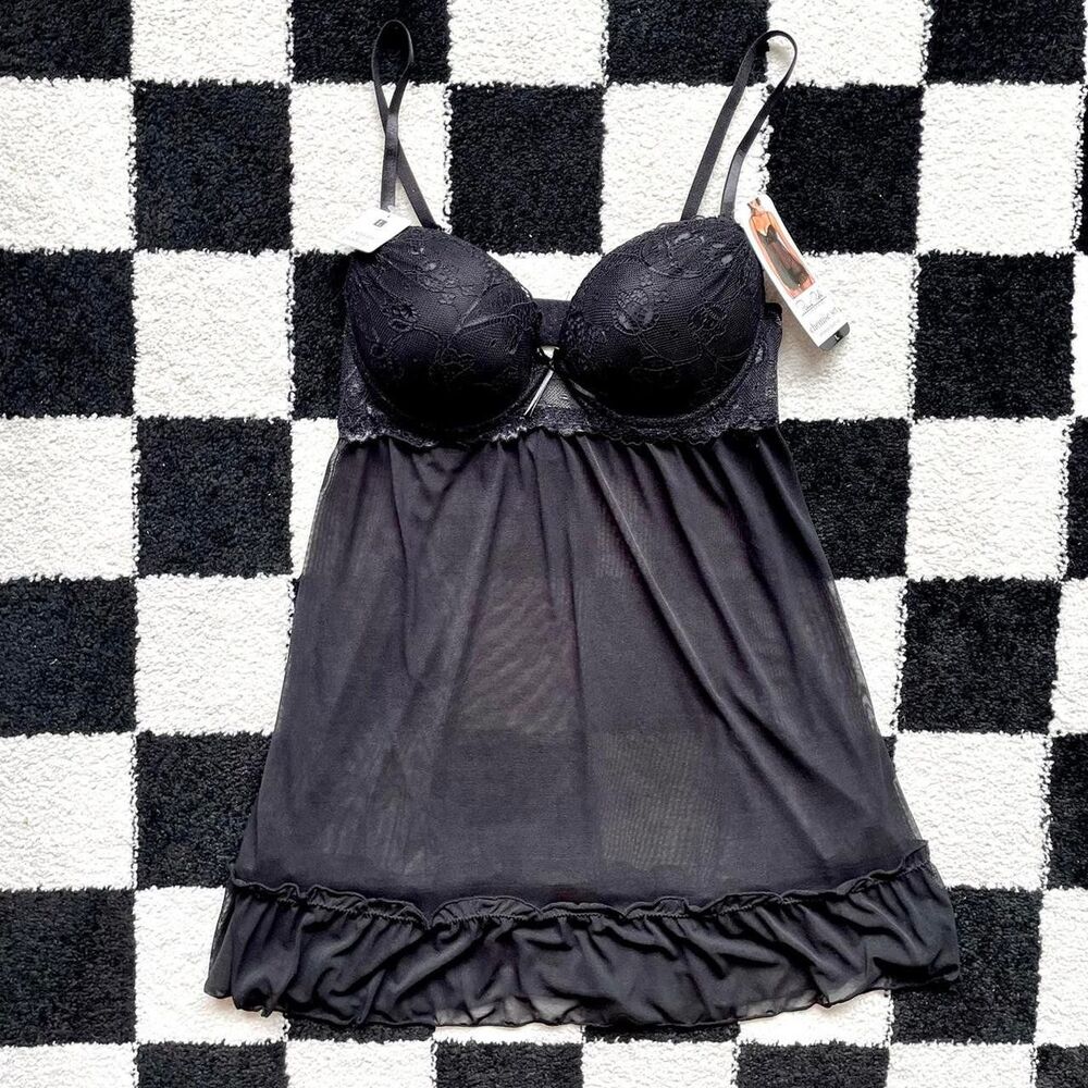 NWT Black Babydoll Slip L